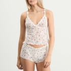 SKIMS Women's Stretch Lace Triangle Cami & Short Set in Ivory Cherry Print