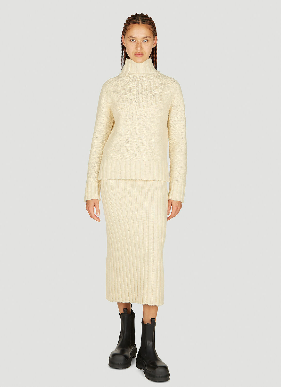 Jil Sander+ Wool Rib Midi Skirt