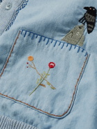 KAPITAL - Embroidered Chambray and Cotton Cardigan - Blue