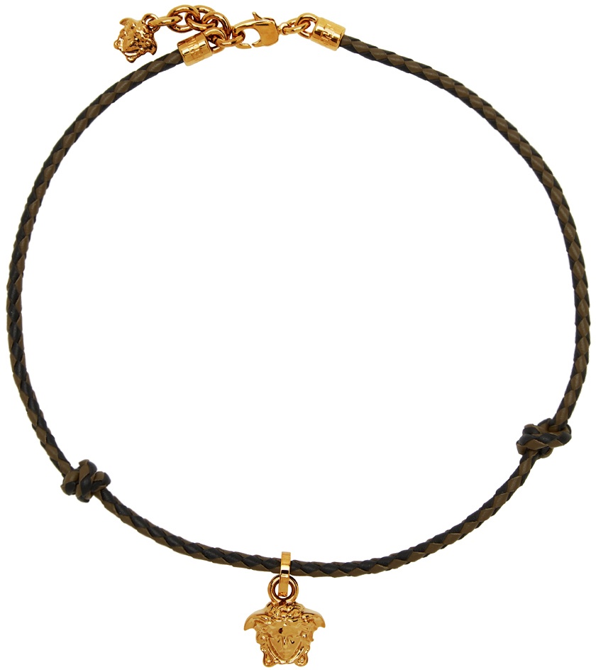 Versace Black & Brown Braided Medusa Necklace
