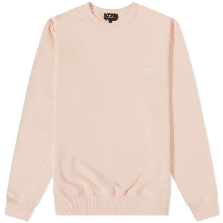 Photo: A.P.C. Men's Item Logo Crew Sweat in Peach Melange