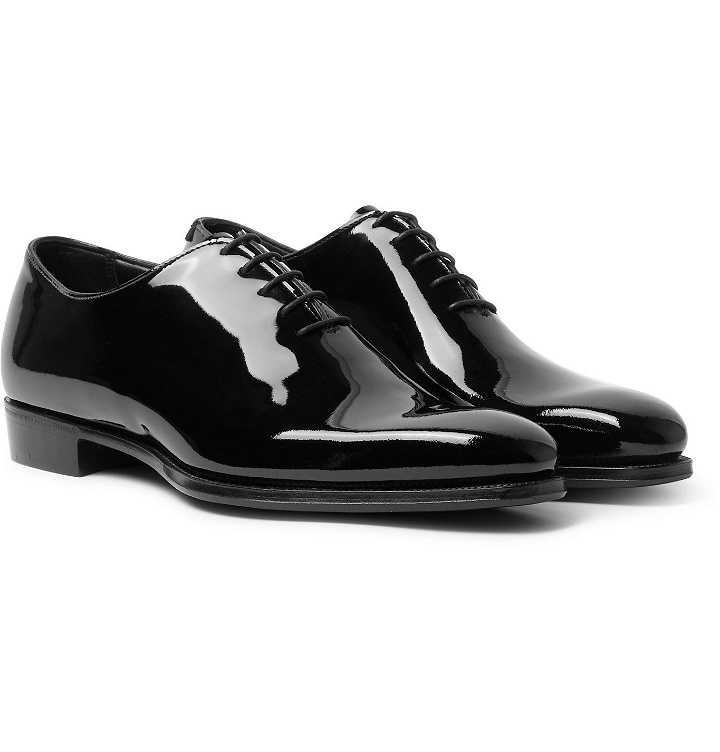 Photo: George Cleverley - James Whole-Cut Patent-Leather Oxford Shoes - Black