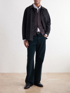 FULLCOUNT - Leather-Trimmed Denim Jacket - Black