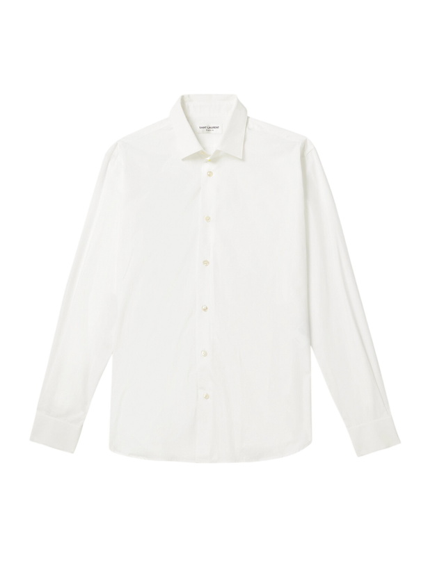Photo: SAINT LAURENT - Slim-Fit Cotton-Poplin Shirt - White