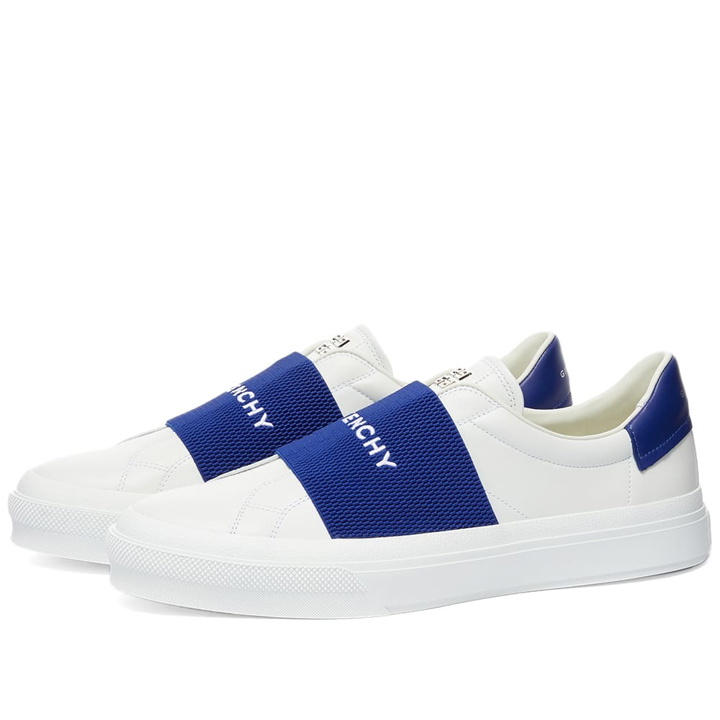 Photo: Givenchy Men's City Sport Elastic Logo Sneakers in White/Blue