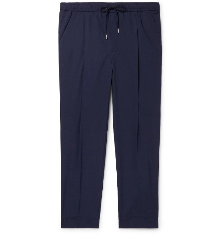Photo: Moncler - Tapered Stretch-Cotton Track Pants - Blue