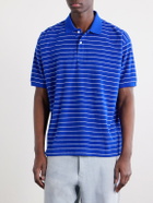 Beams Plus - Striped Cotton-Blend Terry Polo Shirt - Blue