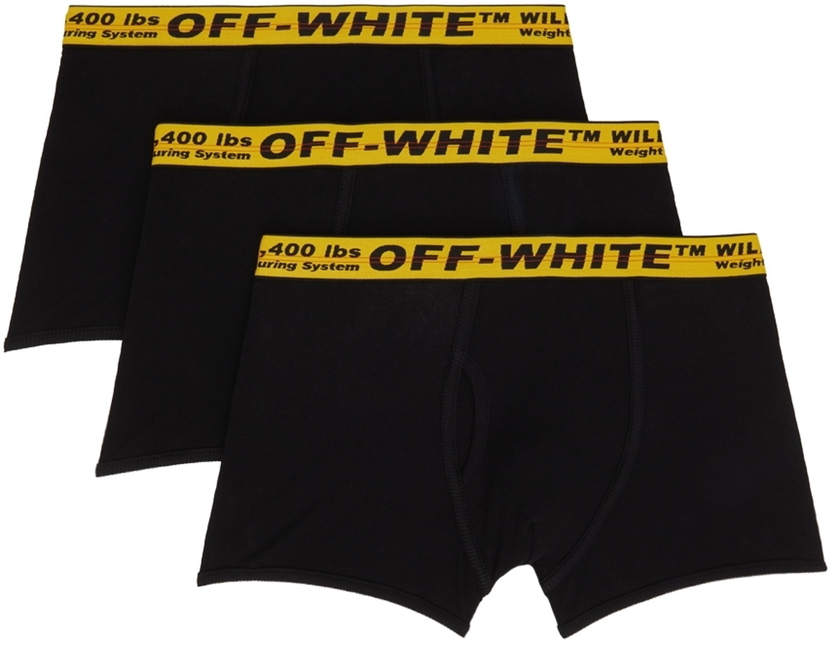Off-White Three-Pack Black Industrial Boxers Off-White