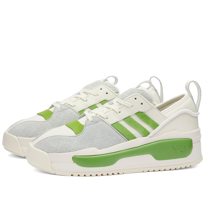 Photo: Y-3 Men's Rivalry Sneakers in Off White/Team Rave Green/Wonder Silver