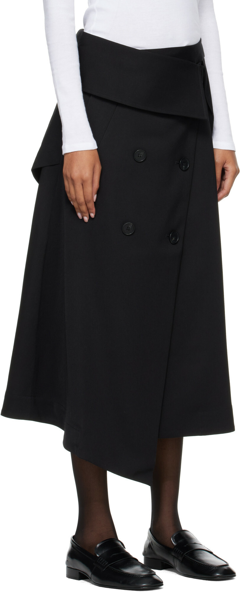 Róhe Black Deconstructed Trench Midi Skirt