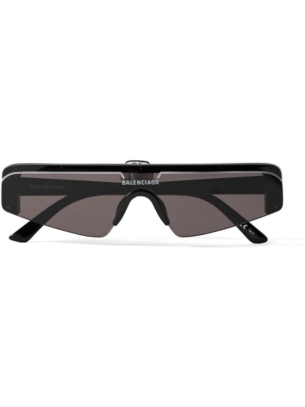Photo: BALENCIAGA - Ski Rectangle-Frame Enamelled Acetate Sunglasses - Black