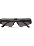 BALENCIAGA - Ski Rectangle-Frame Enamelled Acetate Sunglasses - Black