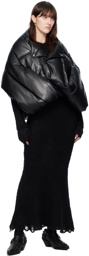 Junya Watanabe Black Overlay Faux-Leather Puffer Jacket