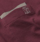 Brunello Cucinelli - Contrast-Trimmed Cotton-Jersey T-Shirt - Burgundy
