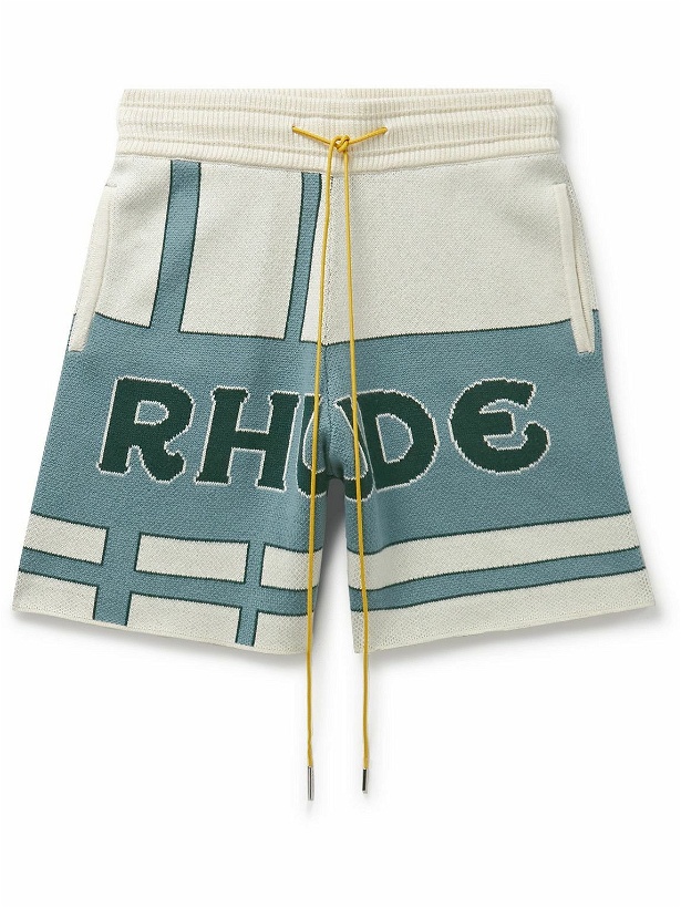 Photo: Rhude - Palm Pima Cotton and Cashmere-Blend Jacquard Shorts - Blue