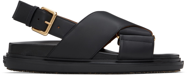Photo: Marni Black Leather Fussbett Sandals