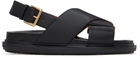 Marni Black Leather Fussbett Sandals