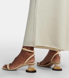 Loewe Petal Brush Heel leather sandals