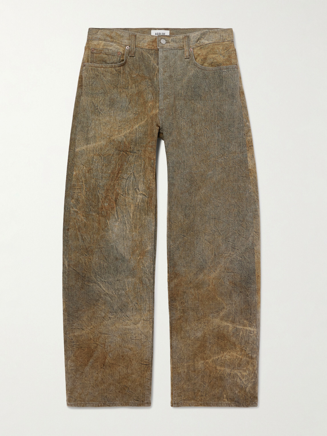 AGOLDE - Afton Stone-Washed Straight-Leg Jeans - Brown