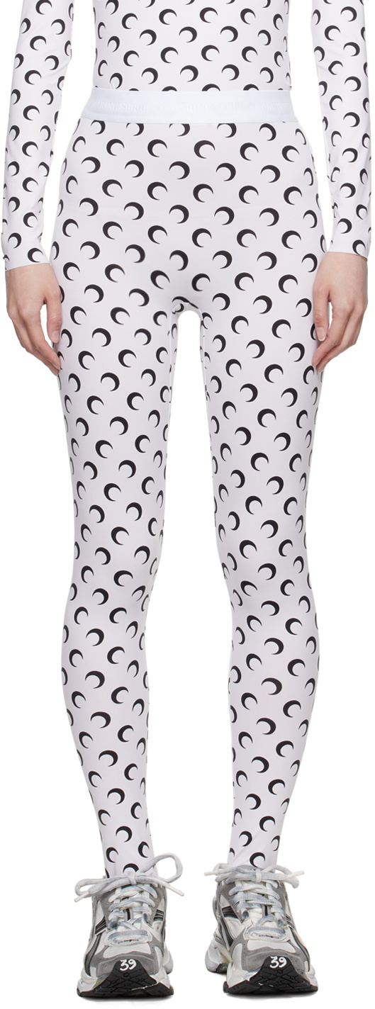 Marine Serre White All Over Moon Leggings