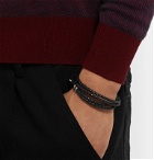 Paul Smith - Woven Leather and Silver and Gold-Tone Wrap Bracelet - Black