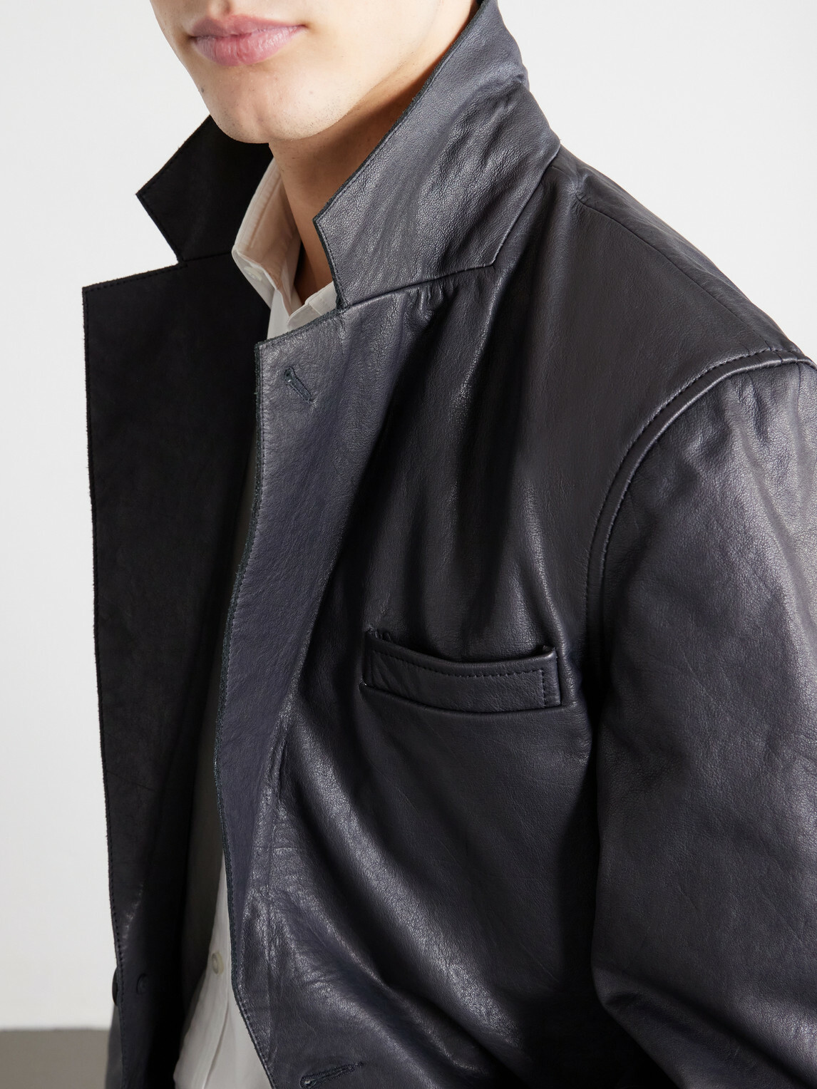 Oliver Spencer - Westbury Leather Blazer - Black