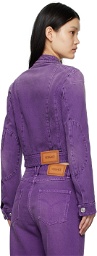 Versace Purple Medusa Denim Biker Jacket