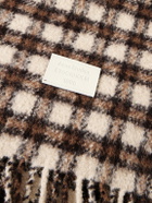 Acne Studios - Fringed Logo-Appliquéd Leather-Trimmed Knitted Scarf