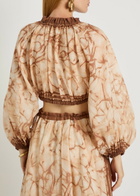 Zimmermann Indra Tie-dye Cropped Ramie top Brown
