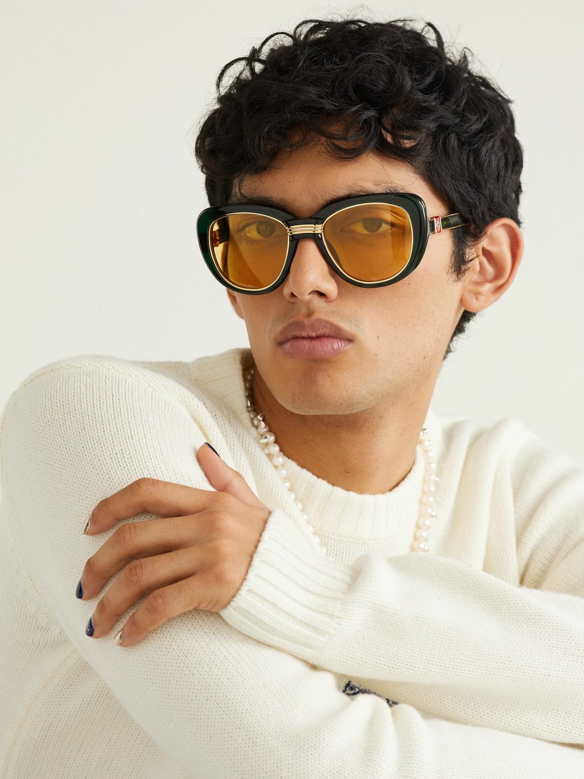 Casablanca - Cat-Eye Acetate, Gold-Tone and Enamel