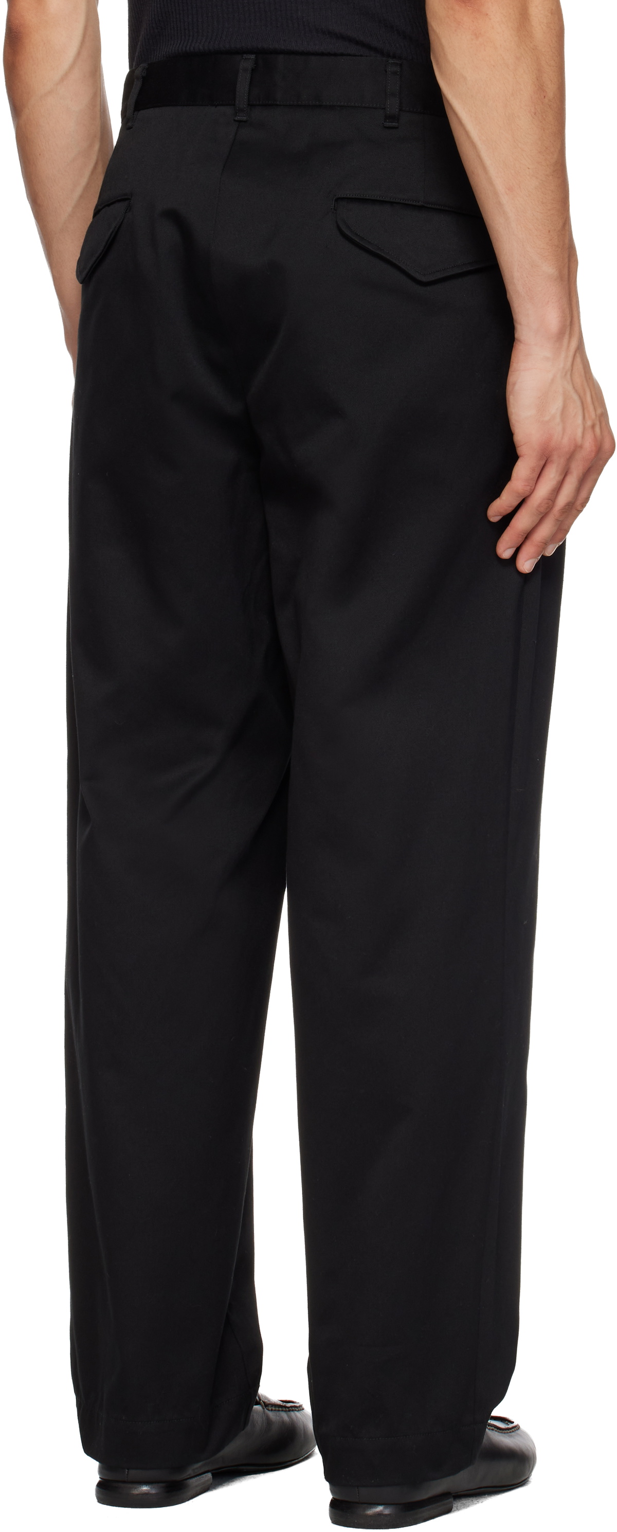 nanamica Black Double Pleated Chino Trousers