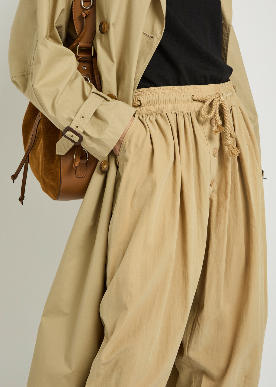 Isabel Marant Falcona Drawstring Woven Trousers Camel