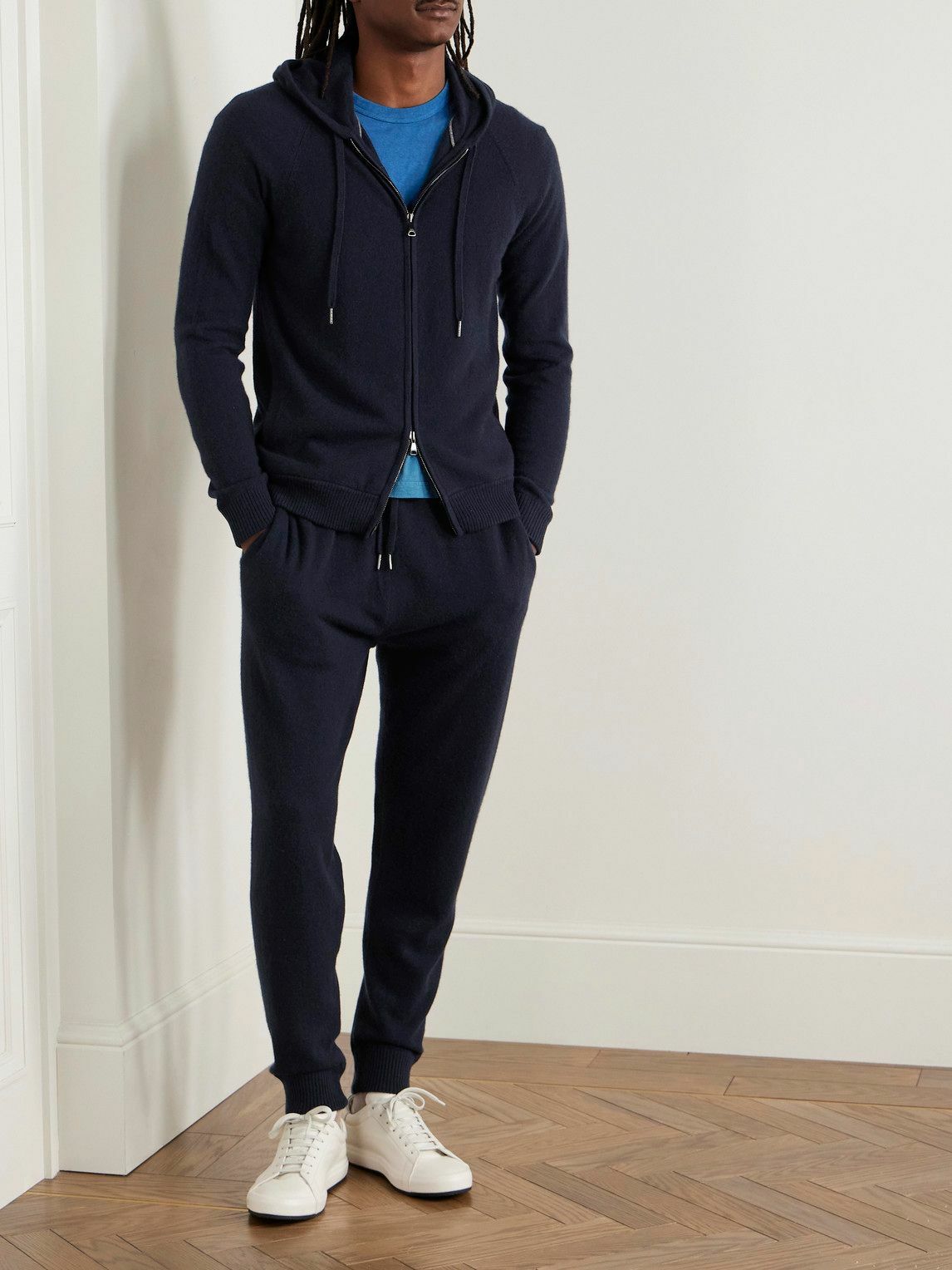 Derek Rose - Finley Cashmere Zip-Up Hoodie - Blue