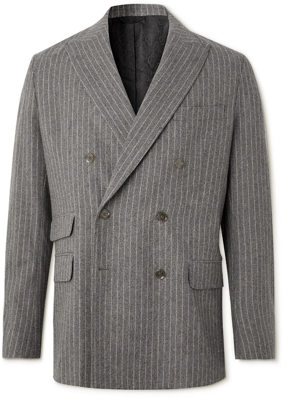 Photo: Acne Studios - Oversized Double-Breasted Pinstriped Wool-Blend Suit Jacket - Gray