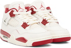 Nike Jordan Off-White & Red Air Jordan 4 Retro Sneakers