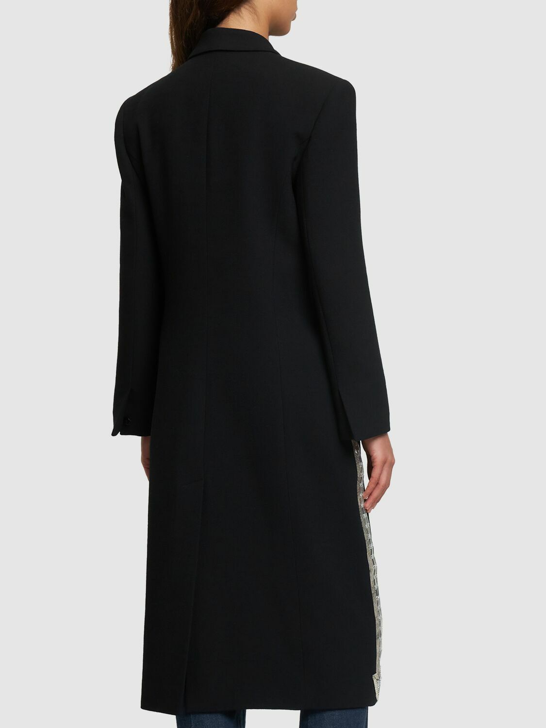 CHLOÉ Embellished Wool Crepe Long Coat