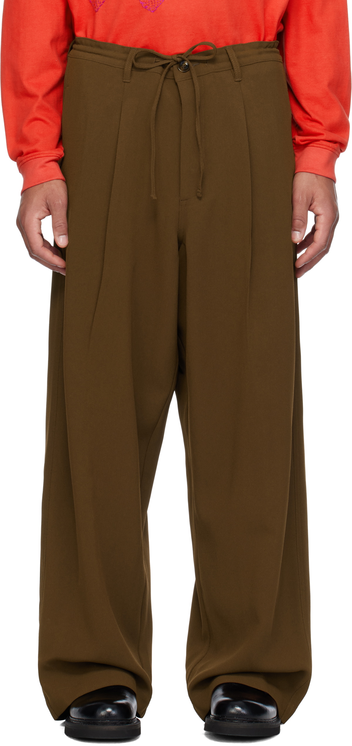 Glass Cypress Brown Multipleated Trousers