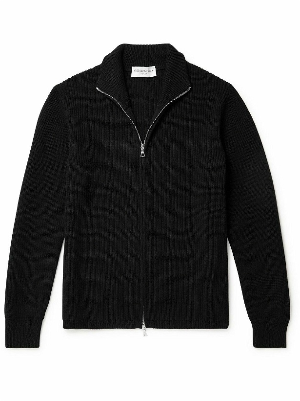 Photo: Officine Générale - Ribbed Merino Wool Zip-Up Sweater - Black