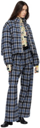 Kijun Blue Check Wide Trousers
