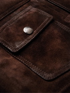 Belstaff - Logo-Appliquéd Leather-Trimmed Suede Trucker Jacket - Brown