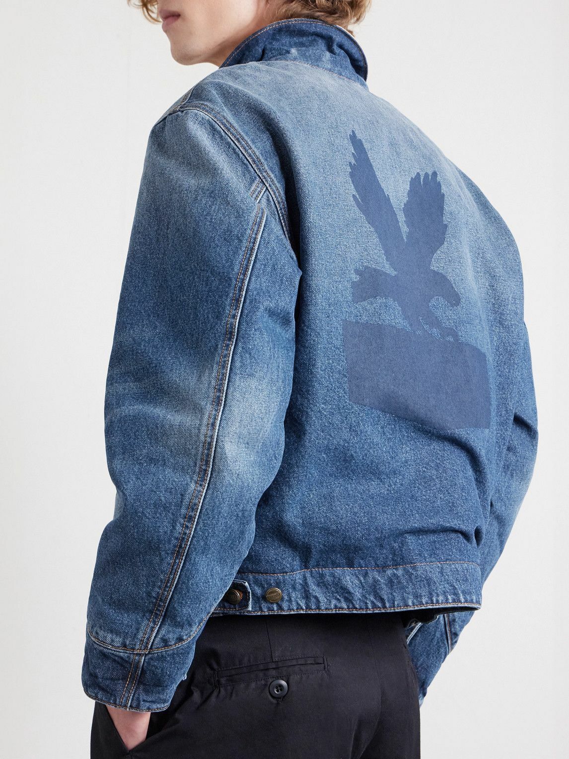 Cherry Los Angeles - Sun Faded Corduroy-Trimmed Denim Jacket - Blue