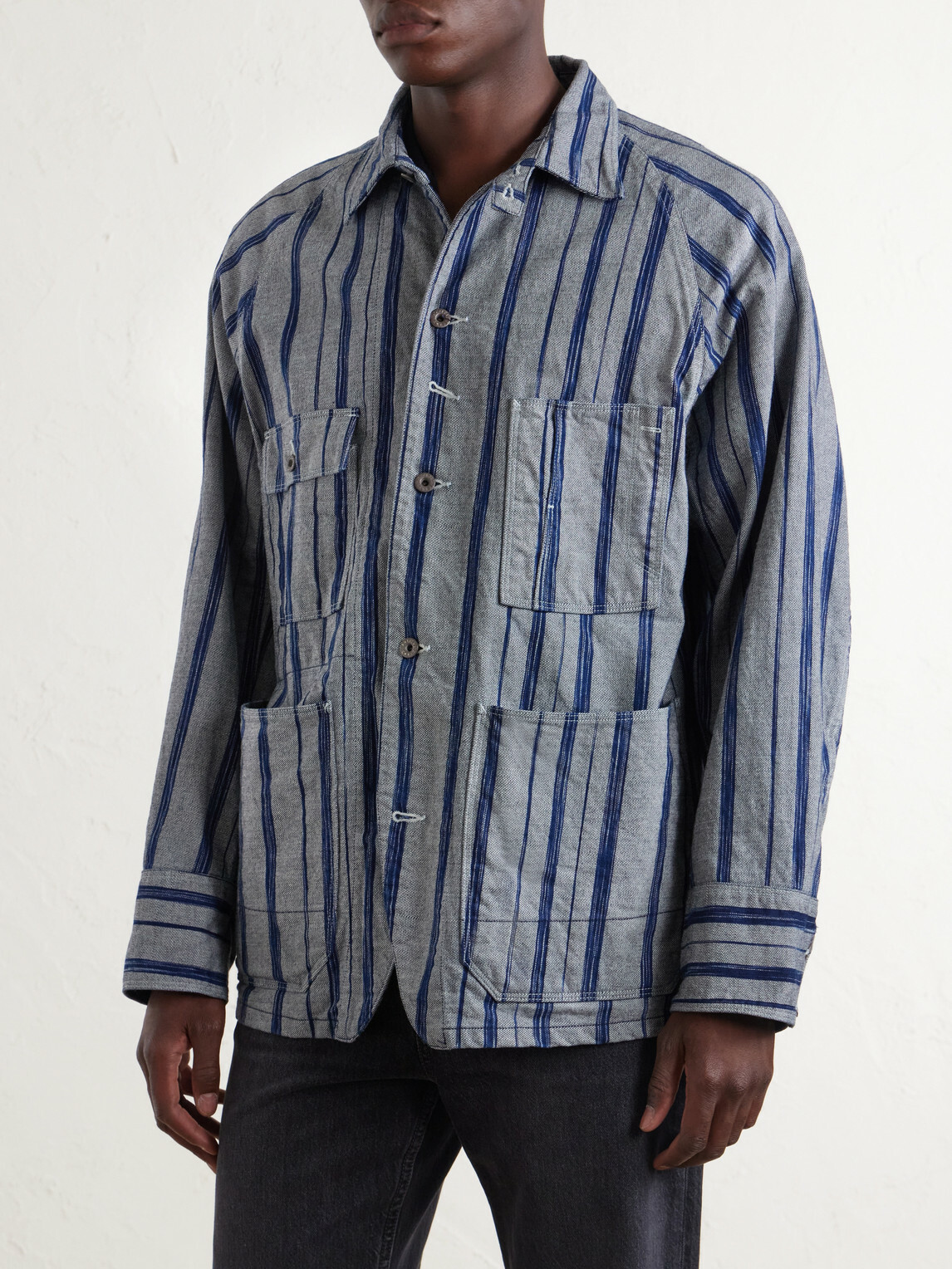 KAPITAL - Cactus Striped Cotton-Kasuri Jacket - Blue