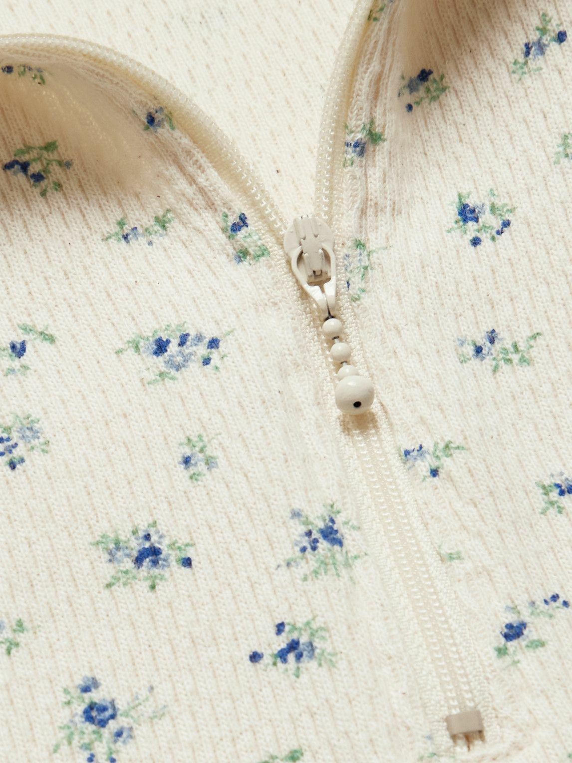 kapital キャピタル　サーマル　フラワー　花柄　ワッフル KAPITAL - Floral-Print Waffle-Knit Cotton Half-Zip Sweater