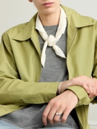 MILES LEON - Brazee Striped Tumbled Cotton and Linen-Blend Bandana