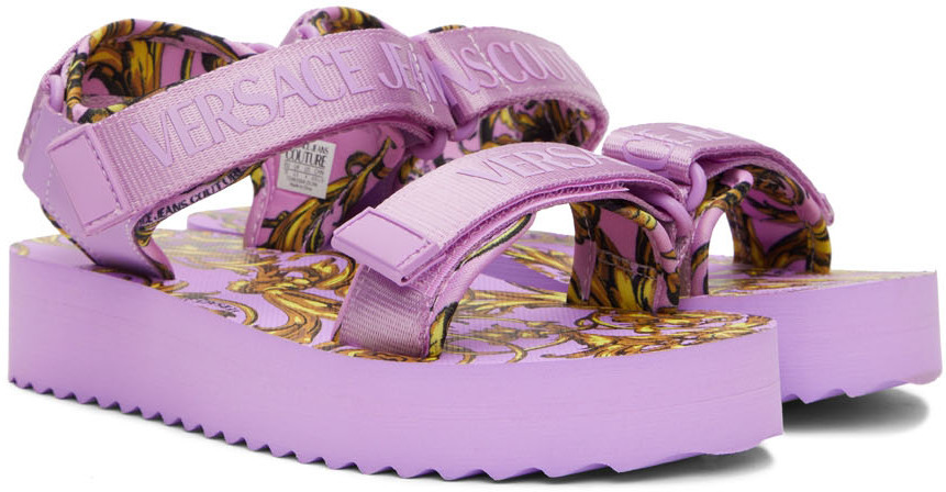 Versace Jeans Couture Purple Garland Logo Sandals Versace