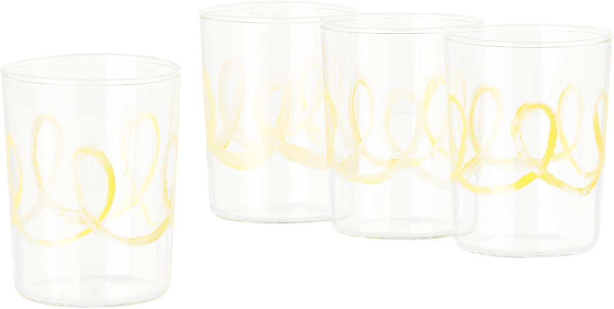 NIKO JUNE Yellow Soft Serve Drinking Glass Set, 4 pcs