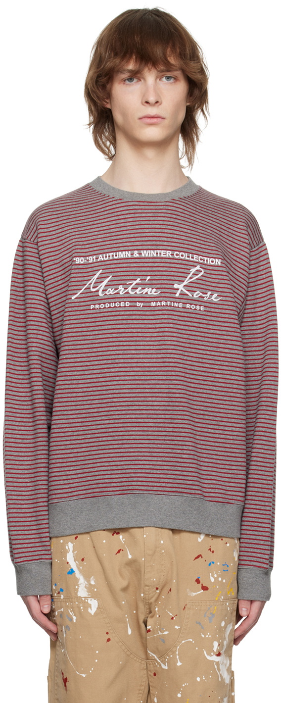 Martine Rose Red & Gray Striped Sweatshirt Martine Rose Martine Rose Red & Gray Striped Sweatshirt Martine Rose