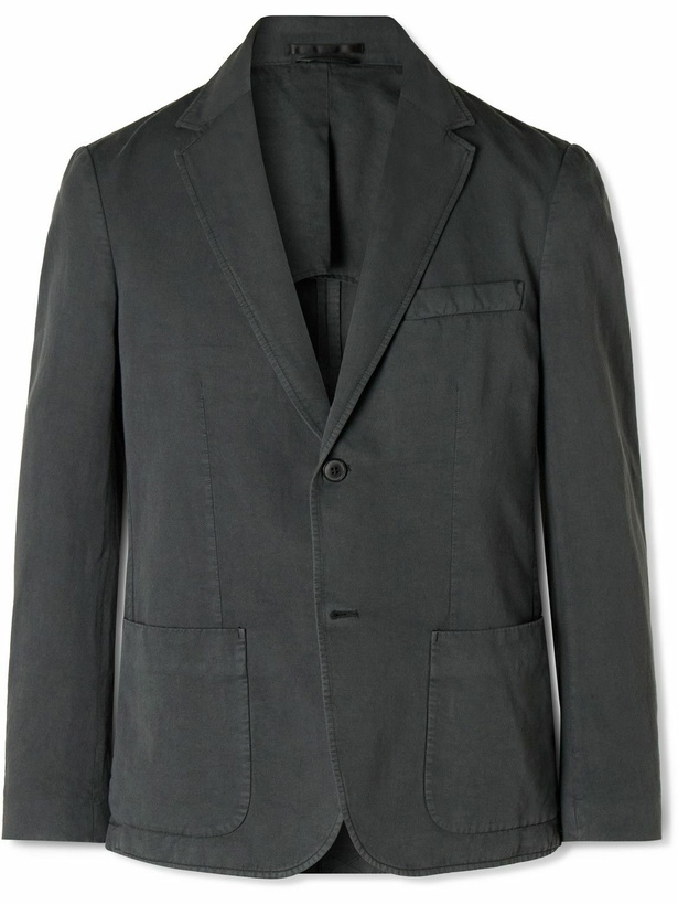 Photo: Sunspel - Unstructured Garment-Dyed Cotton and Linen-Blend Blazer - Gray