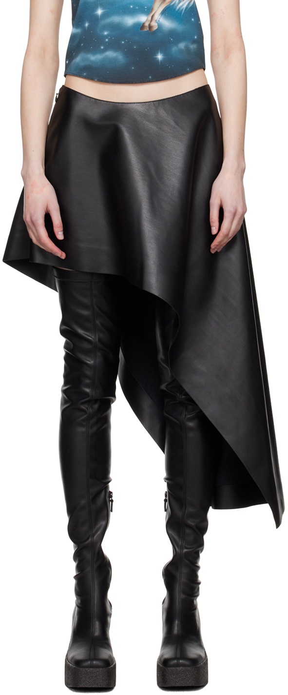 Stella McCartney Black Asymmetric Faux-Leather Miniskirt Stella McCartney