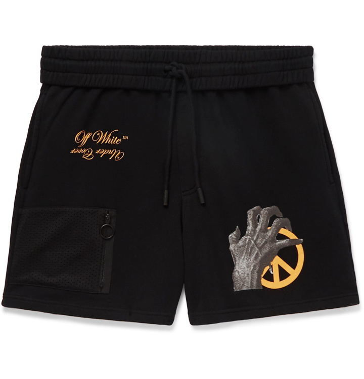 Photo: Off-White - Undercover Printed Loopback Cotton-Jersey Shorts - Black